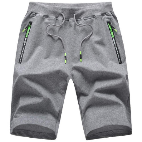 JustSun Short Homme Sport Running Jogging Coton Léger avec Poches Zippées