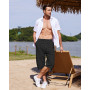LVCBL Short en Lin pour Homme, Longueur 3/4, Pantalon d'été, pour la Plage, Le Yoga, Le Jogging, Décontracté