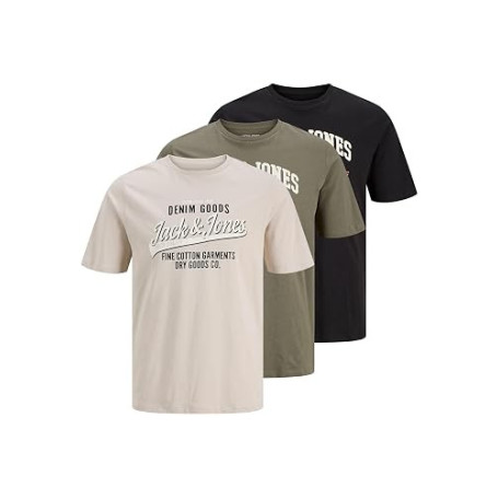 Jack & Jones Jjethan Tee SS Crew Neck 3pk MP Noos Jjethan Lot de 3 t-Shirts à col Rond MP Noos Homme (Lot de 3)