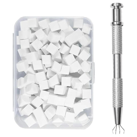 100 PCS Eponge Ongle, Avec Pince Métallique, Nail Art Brosse Éponge Éponges Remplaçables,Outils De Rendu pour Vréer une Variété 