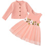Vicloon Ensemble Robe et Cardigan pour Bébé Fille, 2 Pièces Robe sans Manches à Imprimé Floral et Manteau à Manches Longues pour