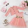 Vicloon Ensemble Robe et Cardigan pour Bébé Fille, 2 Pièces Robe sans Manches à Imprimé Floral et Manteau à Manches Longues pour