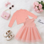 Vicloon Ensemble Robe et Cardigan pour Bébé Fille, 2 Pièces Robe sans Manches à Imprimé Floral et Manteau à Manches Longues pour