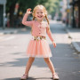 Vicloon Ensemble Robe et Cardigan pour Bébé Fille, 2 Pièces Robe sans Manches à Imprimé Floral et Manteau à Manches Longues pour