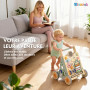 Chariot de Marche Bois pour Bébé, Centre d'Activités Multiples Montessori | Trotteur Bébé Hauteur et Vitesse Réglables, pour Fil