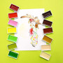 Kuretake Coffret d'aquarelles Gansai Tambi, 48 couleurs, fabriqué au Japon | 48 couleurs vives et opaques, grands godets, palett