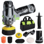 WORKPRO Mini Polisseuse sans Fil 12V φ75mm, Kit Polisseuse Voiture | 2 Batteries 2,0Ah, 7500 tr/min, Charge Rapide 1 Heure, Sac