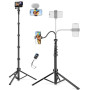 JOILCAN Haut 200cm Trepied Smartphone avec Col de Cygne 25cm/Télécommande | Flexibles Trépied Téléphone, Perche a Selfie Trépied