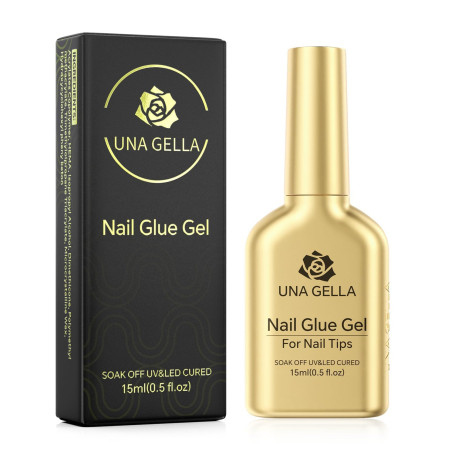 UNA GELLA Colle Faux Ongles 6 en 1 Gel 15ml – Super Forte, UV/LED, Longue Tenue, Pour Capsules Claires, Ongles Acryliques, Soft 