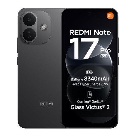 REDMI Note 17 Pro 5G, Smartphone 6+256 Go, Noir, Batterie 8340 mAh | Photo 50 MP avec OIS, HyperCharge 67 W, Snapdragon 6s Gen 4