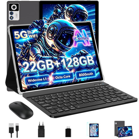 ZIOVO Tablette Android 14 Tablette 10 Pouces,22GoRAM+128Go ROM (1To TF),Widevine L1|8000mAh| Octa-Core|2.0GHz| 5G WiFi| BT 5.0| 