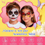 Mekkyes Palette Maquillage Enfant - 16 Couleurs Peinture Corporelle pour Le Visage avec 4 Grandes Couleurs, 52 Pochoirs et 1 Aut