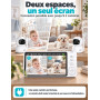 BURNNOVE Babyphone Camera sans WiFi pour Bébé, Écran IPS 5 Pouces | Vision nocturne, caméra motorisée 355°/90°, mode VOX, zoom n