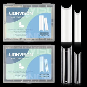 LIONVISON 480 PCS Faux Ongles Carrés Sans Courbe C 12 Tailles | Faux Ongles Transparents À Demi Couverture Avec Ajustement Préci