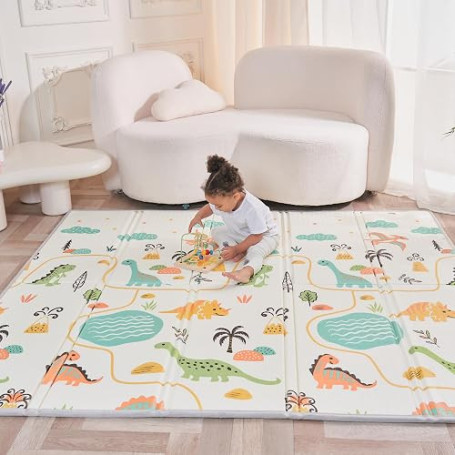 SUPERBE BEBE Tapis D'éveil Bébé Enfant Pliable Epais Réversible 150x180x1cm XXL - Tapis De Jeu De Sol et De Motricité En Mousse