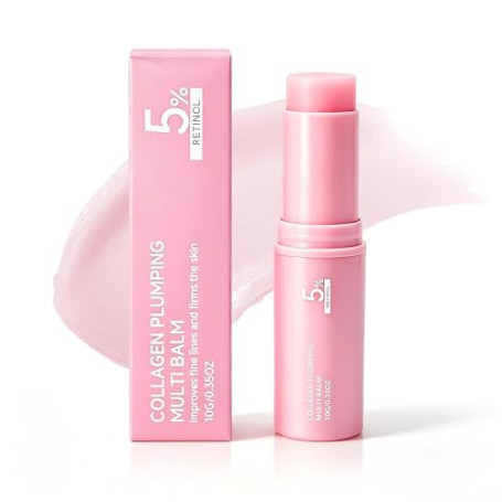 Pink Collagen Volume Multi Balm, Baume Anti-âge Anti-Rides Coréen | Combat Rides et Relâchement, Hydrating Face Stick Makeup Bas