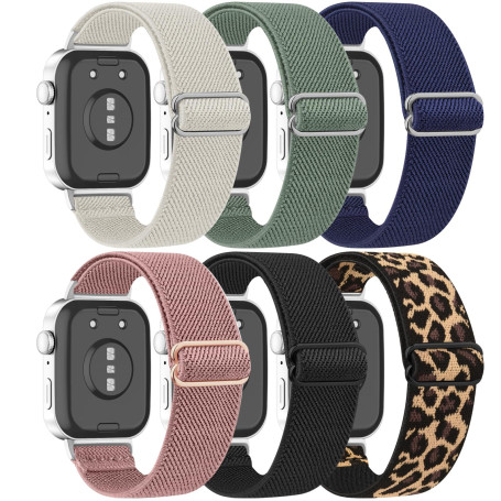 Lot de 6 bracelets de rechange élastiques en nylon pour Huawei Watch Fit 3, en tissu extensible, réglable et respirant