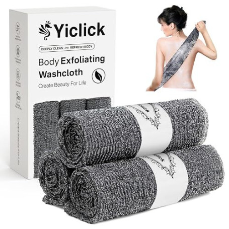 Yiclick Lot de 3 débarbouillettes exfoliantes japonaises, exfoliantes coréennes, pour le dos pour la douche, le bain, le corps,