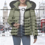 Doudoune Femme Hiver avec Capuche Fourrure Manteau Femme Courte Chaud | Veste Doudoune Matelassée Femmes Casual Puffer Jacket Pa