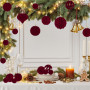 48 Boule de Noel Velour Bordeaux, Décoration Sapin de Noël Rouge Floquées | Incassables Deco Sapin de Noël, différentes tailles 