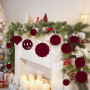 48 Boule de Noel Velour Bordeaux, Décoration Sapin de Noël Rouge Floquées | Incassables Deco Sapin de Noël, différentes tailles 