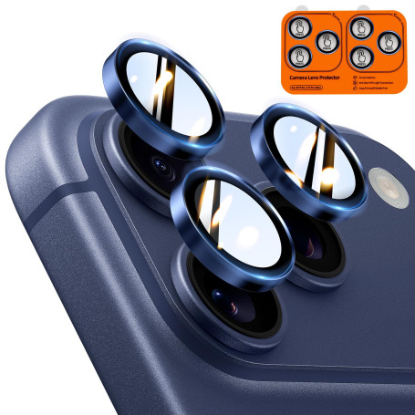 TOCOL Protection Caméra pour iPhone 17 Pro Max, iPhone 17 Pro, Bleu | Lot de 2, Résistant aux Rayures, Antichoc, Dureté 9H, Anti