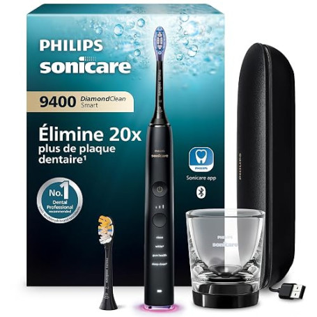 Philips Sonicare DiamondClean Smart 9400 - Brosse à dents électrique avec application, Capteur de pression, Détection de la tête