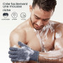 Yiclick 4 Pièces Gant Exfoliant Corps Hammam, Gommage Visage Soie Corps, Body Scrub, Fleur Douche, Eponge Loofah Bain Brosse