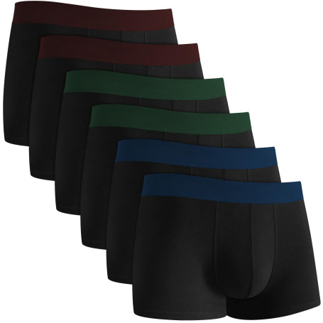 QINCAO Boxers Homme Lot de 6, Coton sans Logo, Confort Bien ajusté | Confortable en Coton de Haute Qualité, Épouse les Formes, S