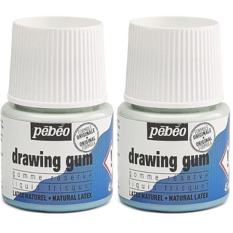 Pébéo 38625 Gomme réserve drawing gum pelliculable 45ml Couleur Assorties Bleuté (Lot de 2)