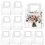 Mritrit Lot de 10 petits sacs cadeaux en PVC transparent avec poignées blanches, réutilisables, pour mariage, invités, fêtes, ca