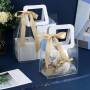 Mritrit Lot de 10 petits sacs cadeaux en PVC transparent avec poignées blanches, réutilisables, pour mariage, invités, fêtes, ca