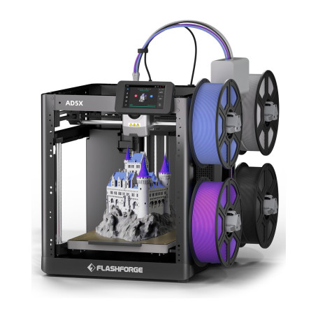 FLASHFORGE AD5X - Imprimante 3D Multi-Couleurs 4 Couleurs avec IFS, Nivellement Automatique, Vitesse Max 600 mm/s, Busse 300°C, 