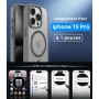 Vansdon Magnétique Coque pour iPhone 15 Pro avec 1 Verre Trempé | Gris Titane, Compatible avec MagSafe, Protection Contre Les Ch