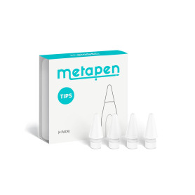Metapen Embouts Pencil(4X) pour Apple Pencil 1ᵉʳ/2ᵉ gén/USB‑C/Pro,A8/Air8 | Pointes de rechange 1:1 taille originale, résistante