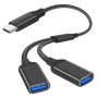 AXFEE USB-C to USB Adapter,USB-C mâle vers 2 USB 2.0 Tête de Femme Splitter | 2 en 1 Adaptateur Type C Mâle vers 2 USB Femelle E