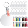 PIANKEKE 80 Pièces Acrylique Porte-clés Disque Glands Set, Cercle Pendentifs, Transparent Ronde Anneaux de Saut pour DIY
