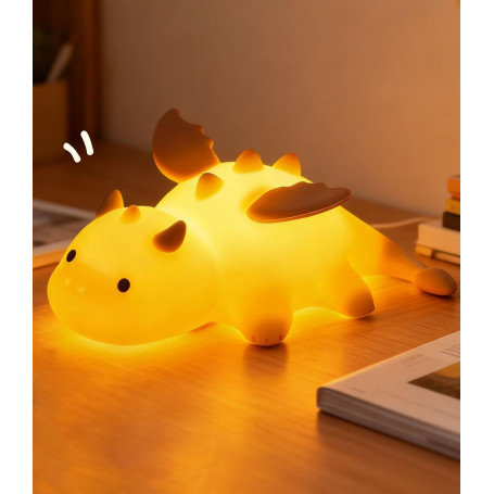 Veilleuse Animal en Silicone 3 Intensité Variable, 7 Changements de Lumière | Commande Tactile Lampe de Chevet