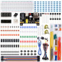 Miuzei Kit Breadboard électronique, 830 Points, 448 Composants pour Arduino | Module Alimentation 3,3V/5V, Résistances, LED, câb