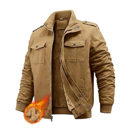 PASUDA Veste Homme Polaire Vestes Cargo Hiver Manteau Coton Chaud Épaisse | Vestes Coton avec Zippée, Blouson Militaire Épaisse,