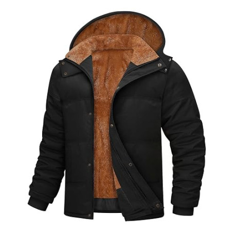 CMTOP Manteau Homme Hiver Chaud Doublure en Polaire Veste Chaude Epaissie en Peluche Blouson Décontracté Thermique Parka Manteau