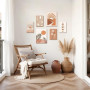 6 Sets of Boho Terracotta Soleil Botanique Tableau Decoration Murale Encadre, Géométrie Lignes Impression sur toile Abstrait Pay