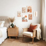 6 Sets of Boho Terracotta Soleil Botanique Tableau Decoration Murale Encadre, Géométrie Lignes Impression sur toile Abstrait Pay