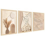 3Pcs Cadre en bois Impression sur Toile Beige Clair et Crème Tableau Silhouette Féminine Peinture Motif Abstrait Neutre Tableau