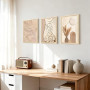 3Pcs Cadre en bois Impression sur Toile Beige Clair et Crème Tableau Silhouette Féminine Peinture Motif Abstrait Neutre Tableau