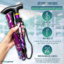 OrtoPrime Canne de Marche Pliable Femme et Homme - Canne Pliante Réglable avec Design Floral - Canne de Marche Homme et Femme -