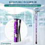 OrtoPrime Canne de Marche Pliable Femme et Homme - Canne Pliante Réglable avec Design Floral - Canne de Marche Homme et Femme -