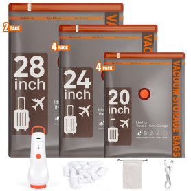 Sac sous vide vetement aspirateur avec pompe électrique, 10Pcs | Pompe électrique compacte, puissante. Grande ouverture pour cou