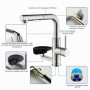 Robinet de Cuisine Rabattable avec Douchette & Lave Verre | LakeBayMZC Robinet Cuisine Robinetterie Extractible évier, 304 Inox