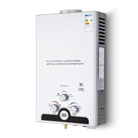CO-Z Chauffe-Eau à Gaz Instantané 8LPM 13,6kW LPG GPL au Butane Propane avec Modes Hiver et Eté Sans Réservoir en Acier Inoxydab
